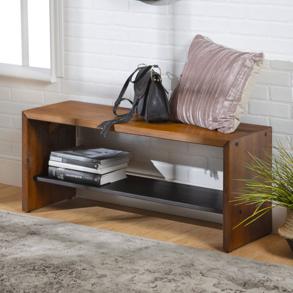 Loon Peak® Osterhoudt Solid Wood Shelves Storage Bench & Reviews Wayfair